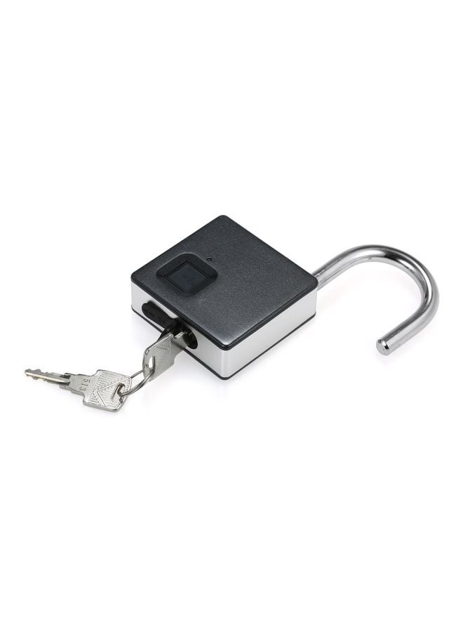 USB Rechargeable Smart Fingerprint Anti-Theft Security Padlock With 2 Keys Black/Silver - Image 4