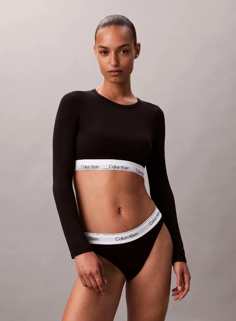 Calvin Klein black Long Sleeve T-Shirt Bralette - Icon Cotton Modal for Women | Best Price UAE