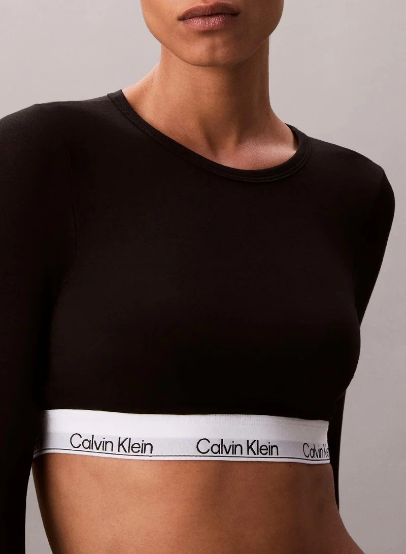 Calvin Klein black Long Sleeve T-Shirt Bralette - Icon Cotton Modal for Women | Best Price UAE