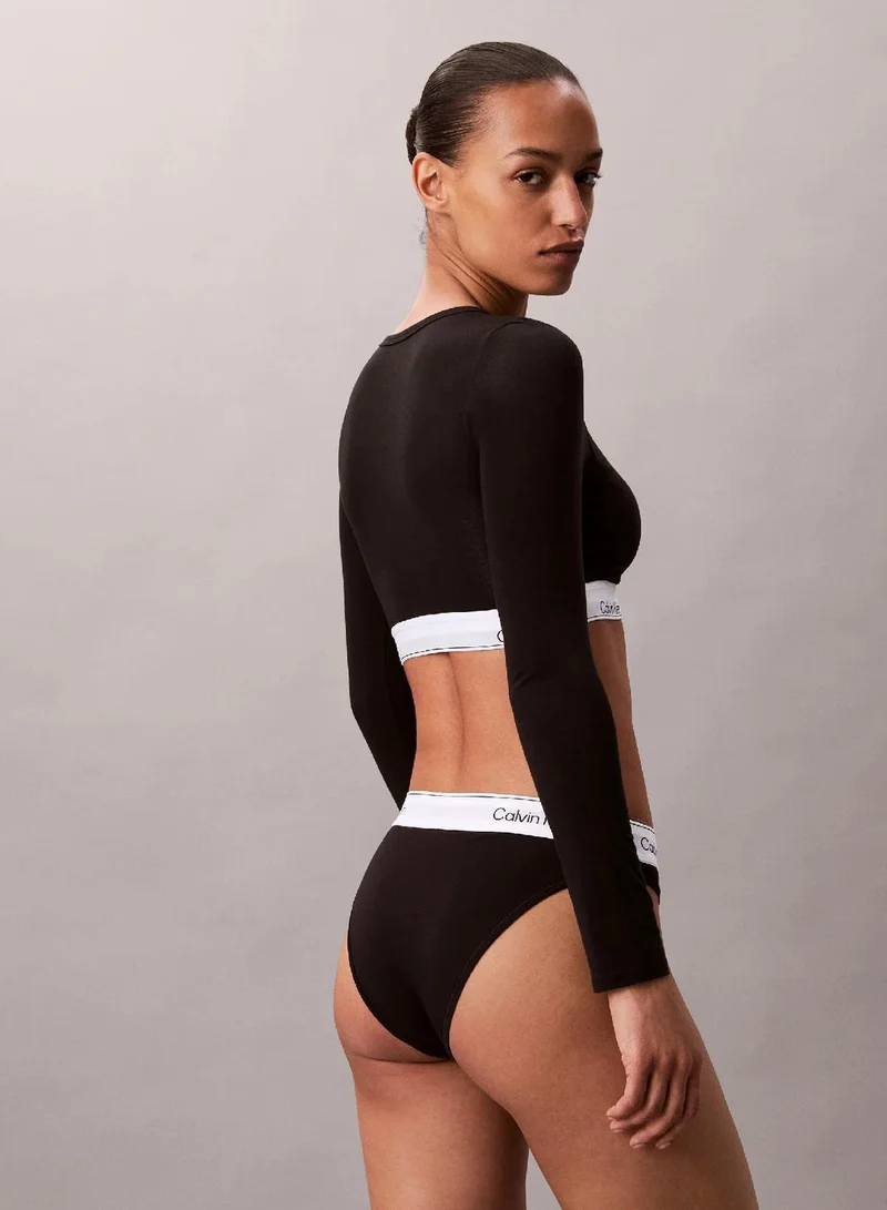 Calvin Klein black Long Sleeve T-Shirt Bralette - Icon Cotton Modal for Women | Best Price UAE