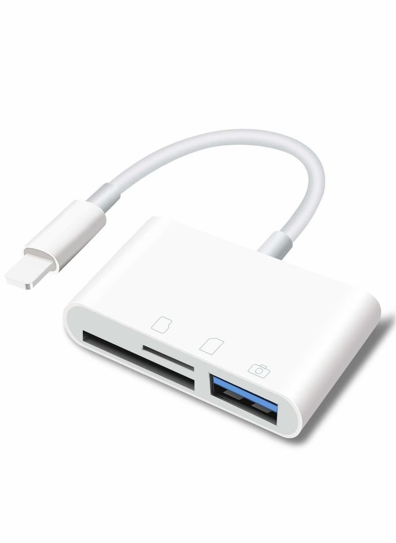 SYOSI - SD Card Reader for iPhone iPad, Portable USB Camera Adapter 3 in 1 USB Female OTG Adapter Compatible SD/TF Card - Image 1