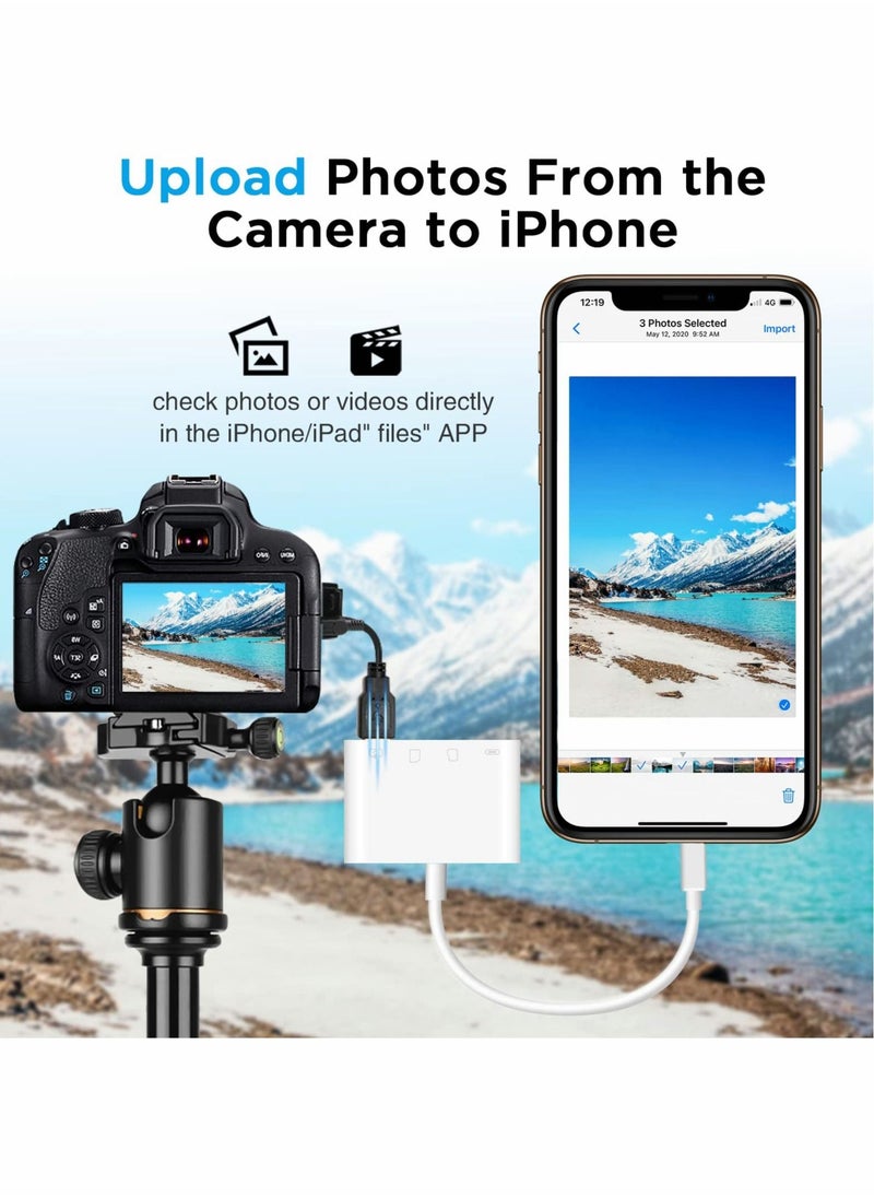 SYOSI - SD Card Reader for iPhone iPad, Portable USB Camera Adapter 3 in 1 USB Female OTG Adapter Compatible SD/TF Card - Image 1