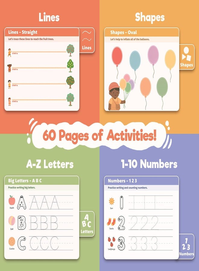 inamio Tracing Book for Kids Ages 3-5 - ABC Preschool Learning Activities, Reusable Handwriting Workbook, Childrens Busy Books for Pen Control - Alphabet & Letter Handwriting Practice for Kids - Image 2