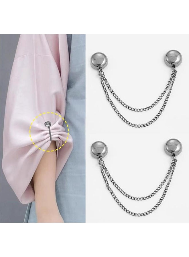 2Pcs Multi-Function Magnetic Clothing Clip With Chain Metal Buttons Clip Clothes Scarf Trouser Legs Cuff Fixing Magnet Pin 