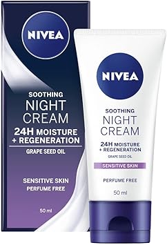 NIVEA Sensitive Night Cream 50 ml Face Cream for Sensitive Skin with Liquorice Extract and Grape Seed Oil Regenerating Skin Care - Image 1