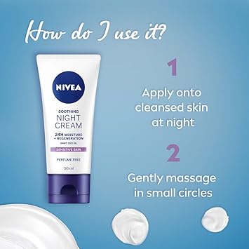NIVEA Sensitive Night Cream 50 ml Face Cream for Sensitive Skin with Liquorice Extract and Grape Seed Oil Regenerating Skin Care - Image 5