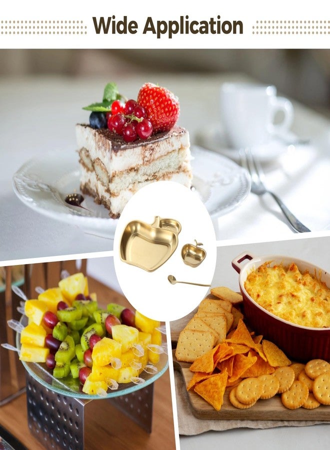 DORMIYA 3 Pcs Metal Honey Dish Set, Golden Apple Shaped Plate, 9.4 in Food Tray and 4 in Dish with Spoons, Stainless Steel Serving Platter for Party, Holiday, Rosh Hashanah Gifts - Image 5