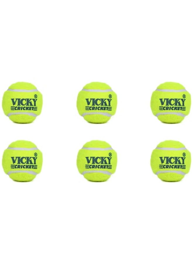 VICKY Cricket Ball Tennis Heavy Pack Of 6 Yellow Color - Image 2
