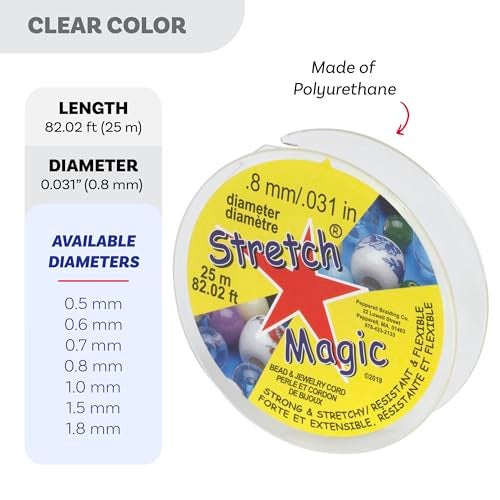 Stretch Magic Elastic Beading Cord – Clear Color, 0.8mm in Diameter, 25-Meter (82 ft) - Easy to Knot, Strong & Stretchy String for Making Beaded Jewelry - Image 3