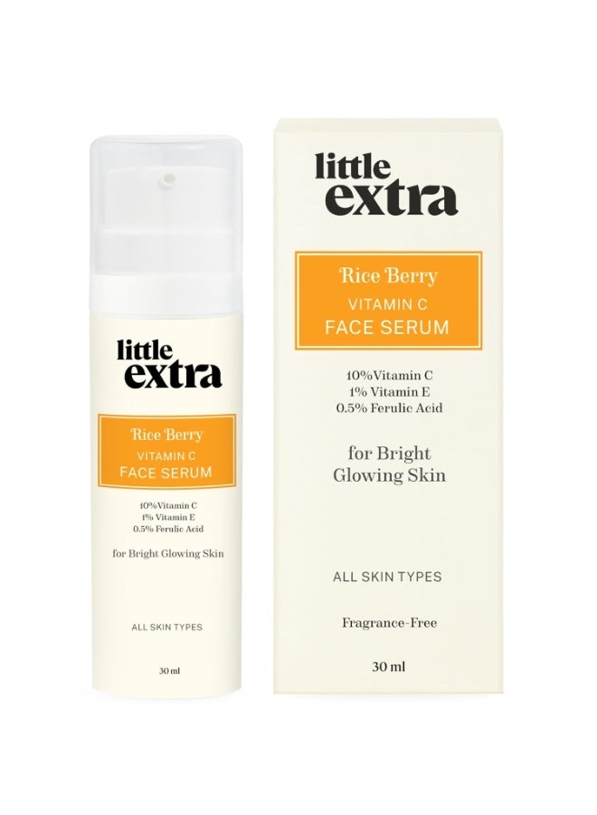 Little Extra Rice Berry 10% Vitamin C Face Serum for Glowing, Bright Skin - Fade Dark Spots, for Dull Skin, Uneven Skin Tone, Non Irritating, All Skin Types, Women and Men, 30ml - Image 1