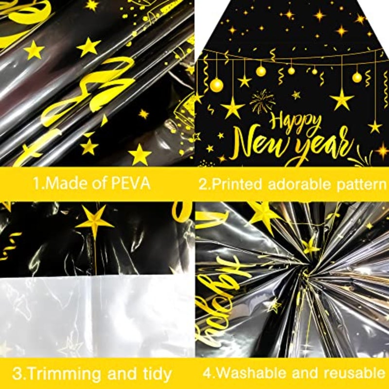 , Pack of 3, Happy New Year Tablecloth - 108x54 Inch Happy New Years Decorations 2025 Happy New Year Table Cloth 2025 New Years Table Decorations for New Years Eve Party Supplies 2025 - Image 3