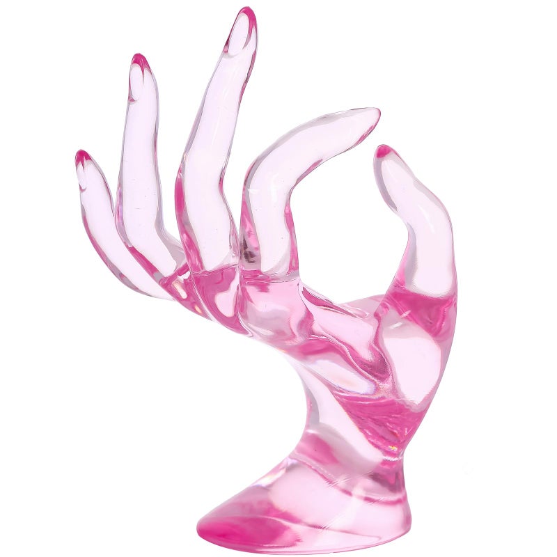 Maxsirui Hand Form Ring Holder Jewelry Display Organization Rack Bracelet Ring Watch Stand Support Aesthetic Y2k Room Decor (Pink) - Image 2