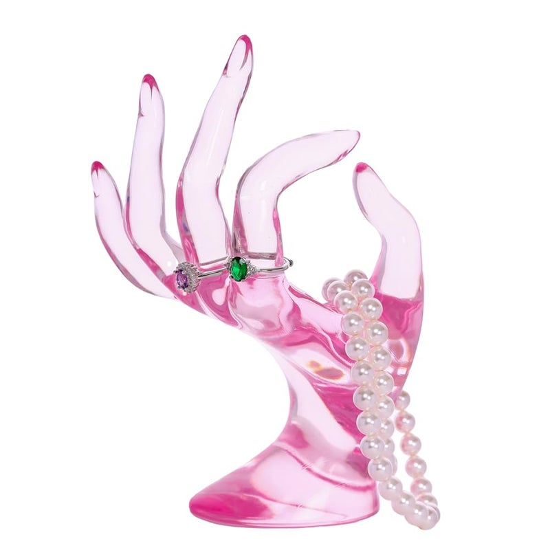Maxsirui Hand Form Ring Holder Jewelry Display Organization Rack Bracelet Ring Watch Stand Support Aesthetic Y2k Room Decor (Pink) - Image 1