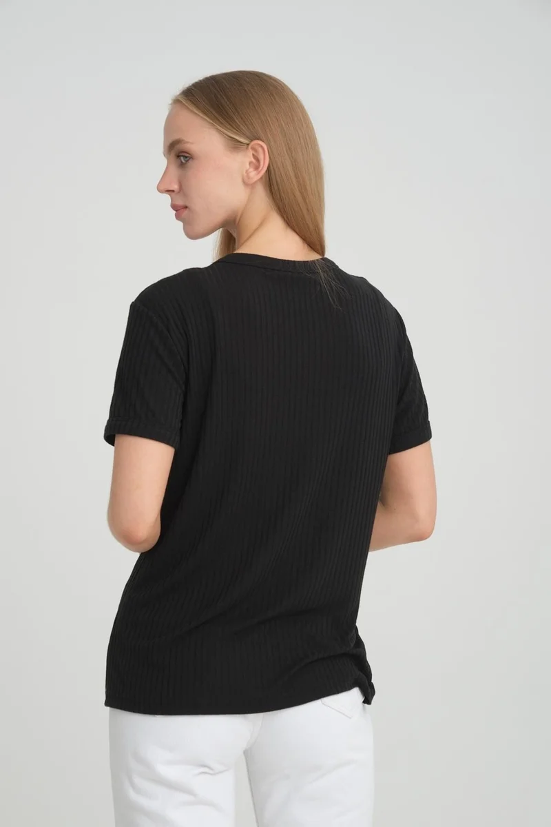 Alexander Gardi Alexandergardı Ribbed V-Neck Comfort Fit T-Shirt (E24-74602)