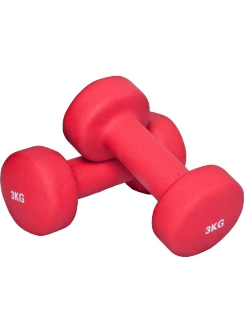 Cool Baby Style Neoprene Dumbbells - 3 Kg X 2-Red - Image 1