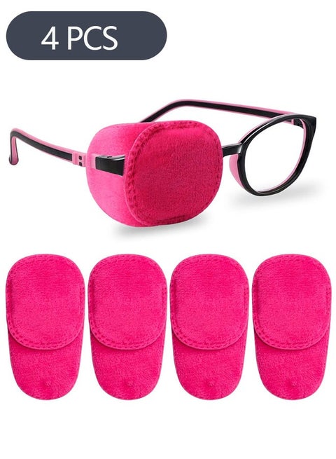 4-Piece Eye Patches for Kids Girls Boys, Right & Left Eye Patch for Glasses, Full Coverage Eye Patch for Children Treating Eye Amblyopia Strabismus and After Surgery (Pink)