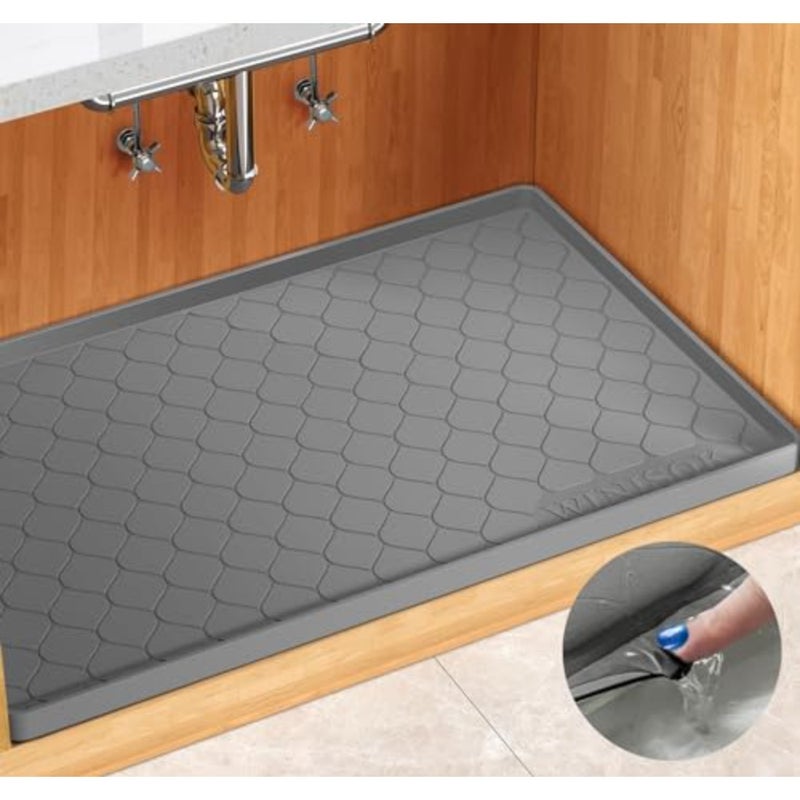 Silicone Under Sink Mat 34" x 22", Kitchen Essentials and Gadgets, Shelf Liner and Cabinet Protector, Home Organizers and Storage, Waterproof Bathroom Tray - Image 1