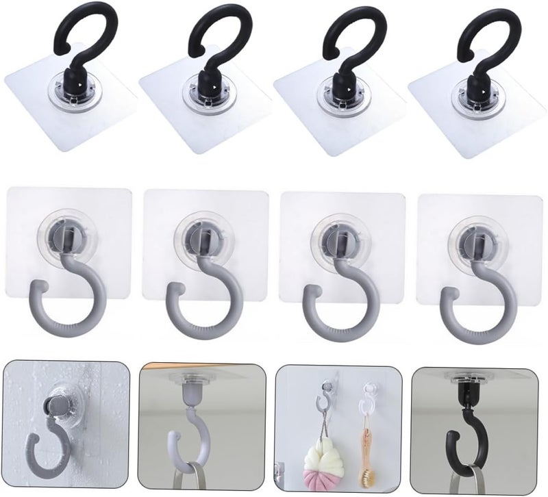 DECHOUS 8Pcs Adhesive Wall Hangers Rotatable Strong Stick Hooks for Bathroom Kitchen Home Use Abs Household Practical Sticky Hooks - Image 3