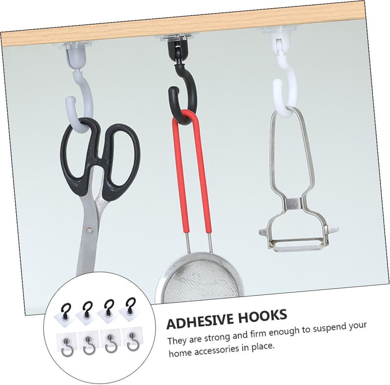 DECHOUS 8Pcs Adhesive Wall Hangers Rotatable Strong Stick Hooks for Bathroom Kitchen Home Use Abs Household Practical Sticky Hooks - Image 2