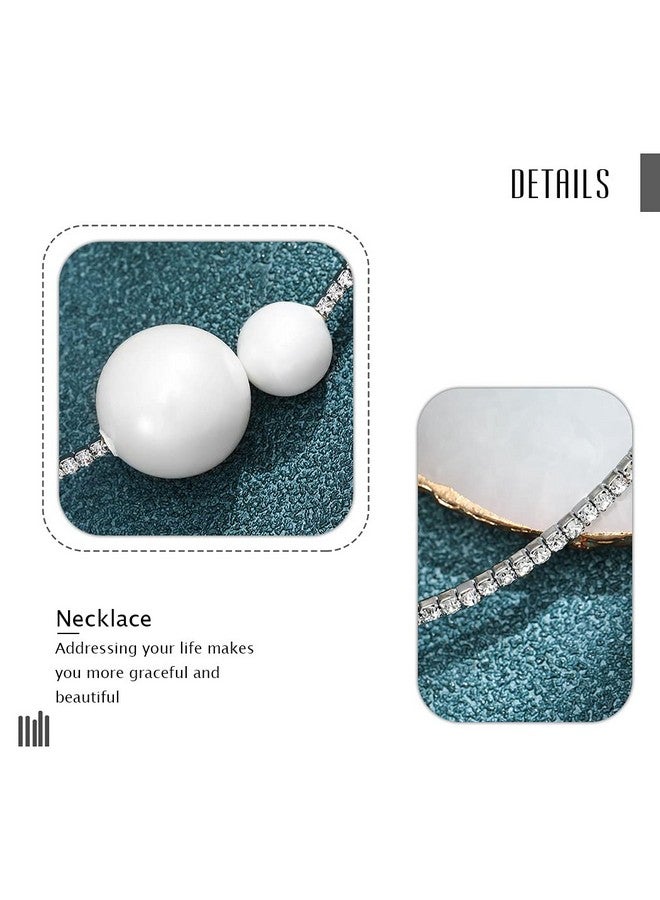 JEAIRTS Cystal Pearl Choker Necklace Silver Rhinestone Adjustable Necklaces Fashion Necklace Jewelry Party Gifts Costume Accessories For Women And Girls - Image 3