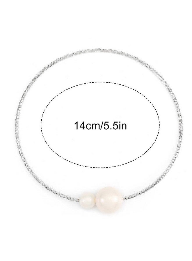 JEAIRTS Cystal Pearl Choker Necklace Silver Rhinestone Adjustable Necklaces Fashion Necklace Jewelry Party Gifts Costume Accessories For Women And Girls - Image 5