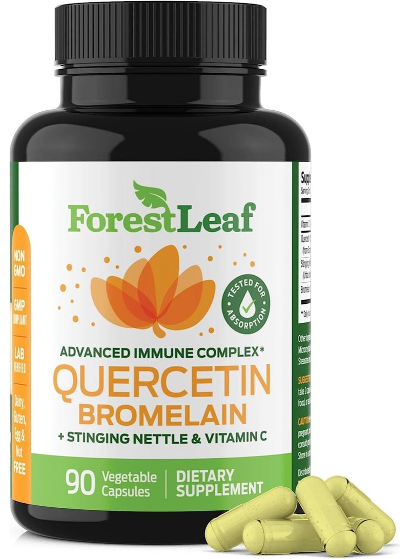 ForestLeaf ForestLeaf - Quercetin 500mg - Quercetin with Bromelain, Vitamin C & Sting Nettle 90 Veggie Capsules - Immune Support Supplement 