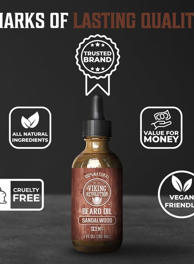 Viking Revolution Sandalwood Beard Oil for Men - Natural Mens Beard Oil with Argan Oil and Jojoba Oil - Beard Softener, Strengthens and Moisturizes - Beard Conditioner for Men (Sandalwood, 1 Pack) - Image 5