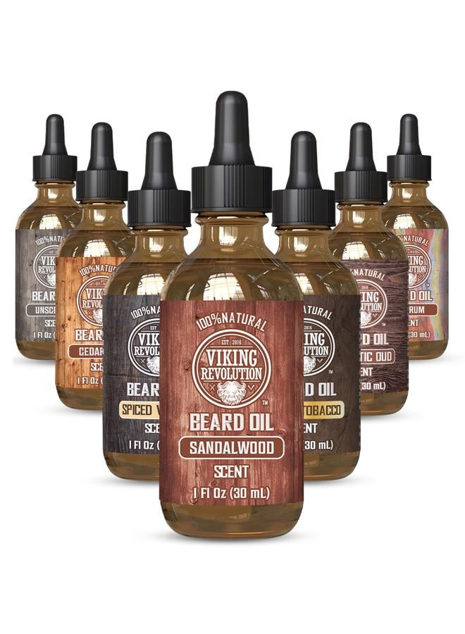 Viking Revolution Sandalwood Beard Oil for Men - Natural Mens Beard Oil with Argan Oil and Jojoba Oil - Beard Softener, Strengthens and Moisturizes - Beard Conditioner for Men (Sandalwood, 1 Pack) - Image 1
