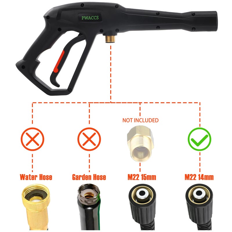 PWACCS Pressure Washer Gun Replacement with Extension Wand Kit â€” Power Washing Trigger Handle with 5 Spray Nozzles â€” Pressure Washer Parts Compatible with Ryobi, Green Works & Karcher â€” 2000 PSI MAX - Image 3