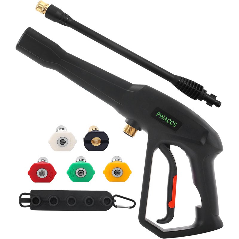 PWACCS Pressure Washer Gun Replacement with Extension Wand Kit â€” Power Washing Trigger Handle with 5 Spray Nozzles â€” Pressure Washer Parts Compatible with Ryobi, Green Works & Karcher â€” 2000 PSI MAX - Image 1