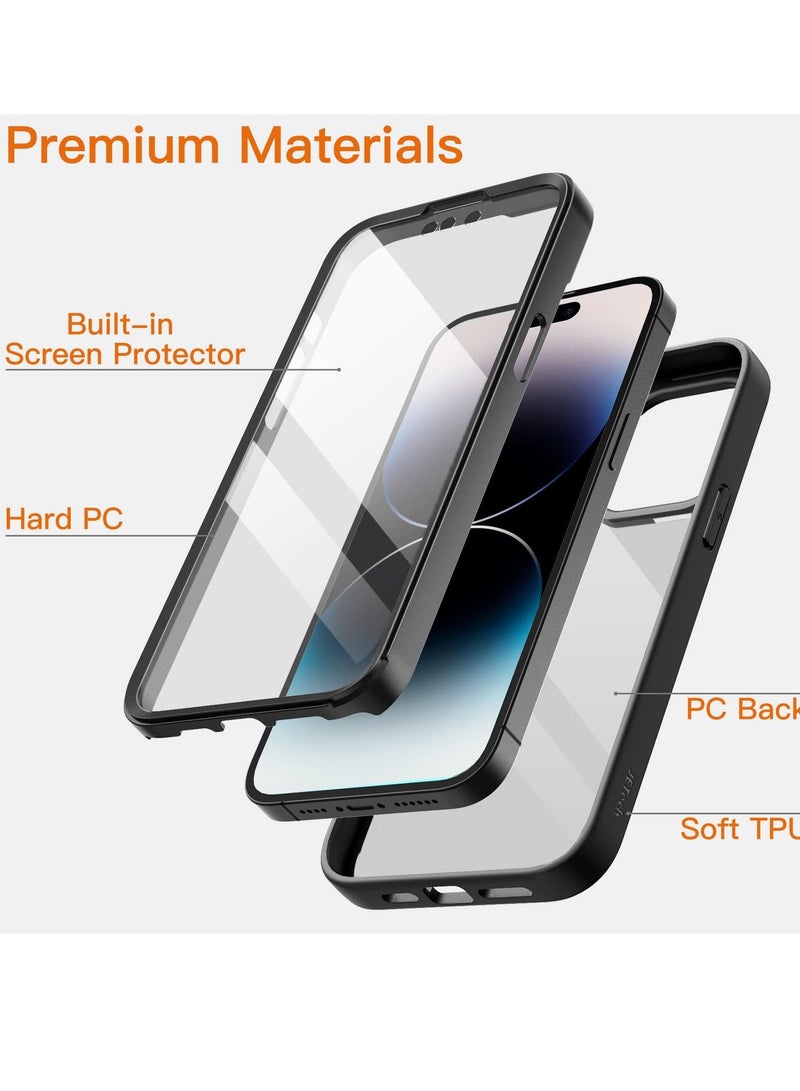 Jetech Case for iPhone 14 Pro with Built in Screen Protector Anti Scratch 360 Degree Full Body Rugged Phone Cover Clear Back - Image 3