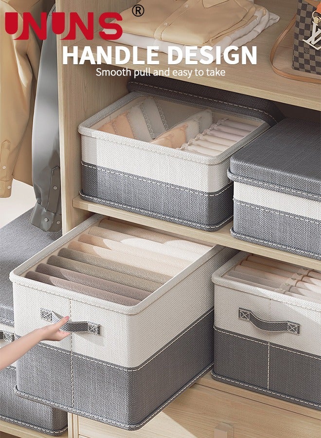 UNUNS Storage Bins,Cotton and Linen Color-Blocked Clothing Storage Boxes with Double Handles,Storage Containers for Bedrooms,Closets,Living Rooms,58*40*35cm - Image 5