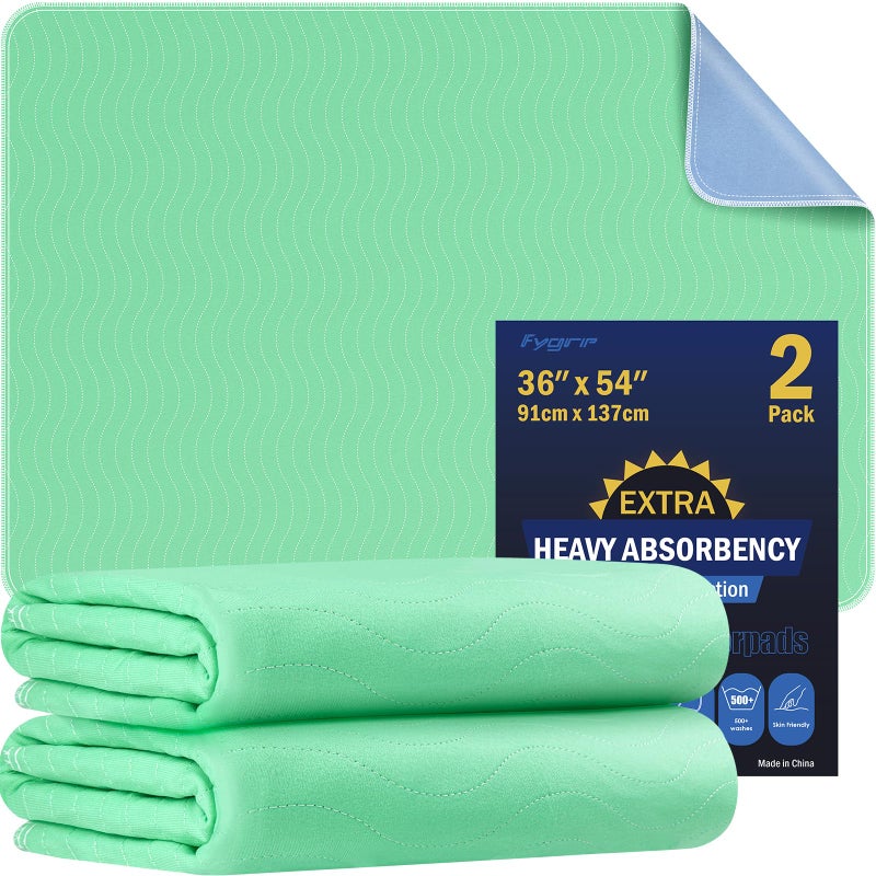 2 Pack 36 x 54 Extra Heavy Absorbency Washable Underpads Waterproof Nursing Pads Incontinence Bed Pads Reusable Washable Pee Pads for Dogs Diaper Changing  Adults Mattress Protector