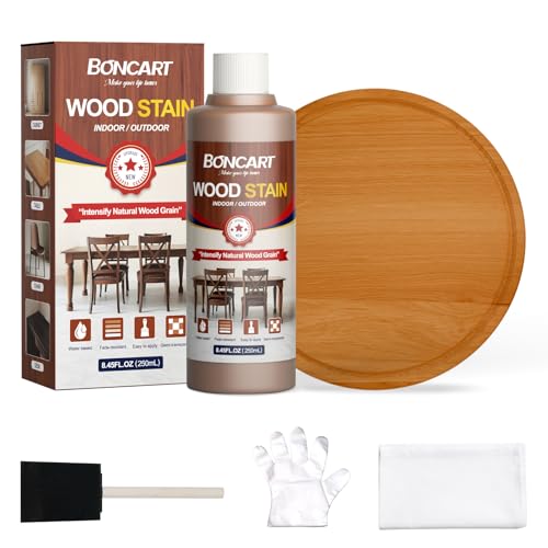 Boncart WaterBased Wood Stain 845FLOZ250mL Stain for Wood Suitable for Staining Indoor and Outdoor Wooden Items and Furniture NonToxic Multiple Finishes Teak - Image 1