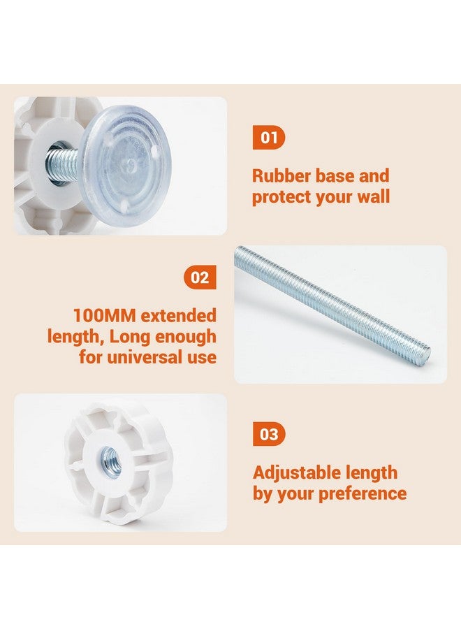 Amviner Baby Gates Pet Gates Spindle Rods 8mm(M8), Replacements Parts to The Screws for Baby Gate Dog Gate Door or Stair Gate, Wall Protector Threaded Screw Bolts Hardware Kit, White, 4 Pack - Image 3