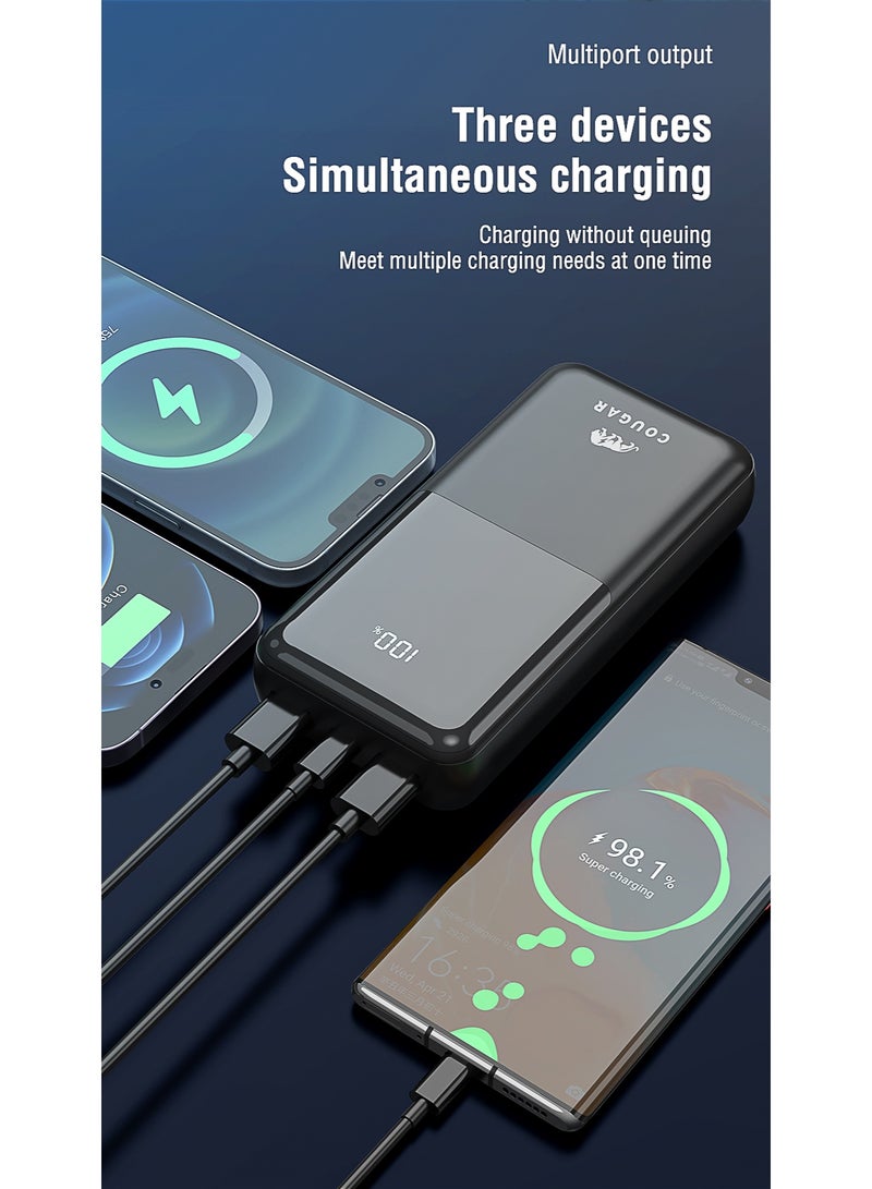 Cougar 20000mAh Power Bank, 22.5W USB Fast Charging and 20W USB-C PD Portable Charger, 3 Output Ports, LED Digital Battery Display for Smartphones and Tablets, Black - Image 5