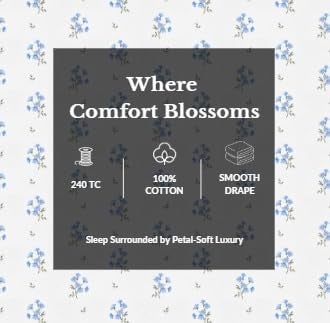Plumora Single Bed Cotton Bedsheet with 1 Pillow Cover, 100% Pure Cotton Single Bedsheet 60×90 Inches, 240 TC Soft Breathable Bed Sheet – (Blue Daisy) - Image 4