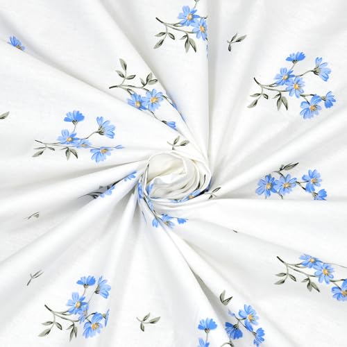 Plumora Single Bed Cotton Bedsheet with 1 Pillow Cover, 100% Pure Cotton Single Bedsheet 60×90 Inches, 240 TC Soft Breathable Bed Sheet – (Blue Daisy) - Image 3