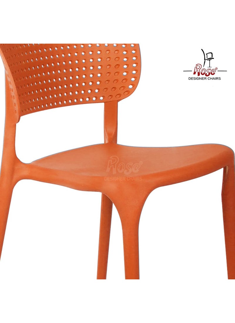 Rose ROSE Evaa Cafe Plastic Chairs Dining Chair Restaurant Chair with Backrest Cafe Restaurant Chair Outdoor Chair Banquet Chair Stacking Chair Orange Set of 2  - Image 5