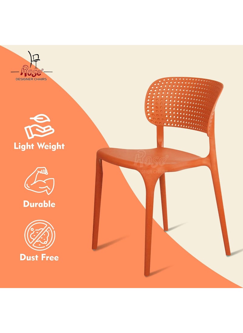 Rose ROSE Evaa Cafe Plastic Chairs Dining Chair Restaurant Chair with Backrest Cafe Restaurant Chair Outdoor Chair Banquet Chair Stacking Chair Orange Set of 2  - Image 3