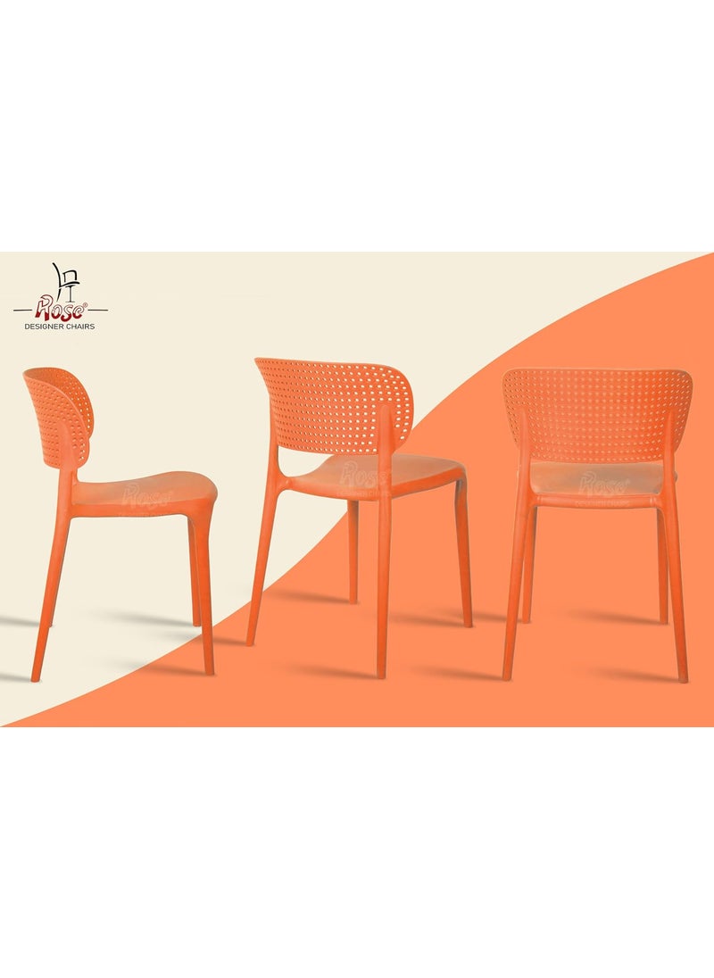 Rose ROSE Evaa Cafe Plastic Chairs Dining Chair Restaurant Chair with Backrest Cafe Restaurant Chair Outdoor Chair Banquet Chair Stacking Chair Orange Set of 2  - Image 4