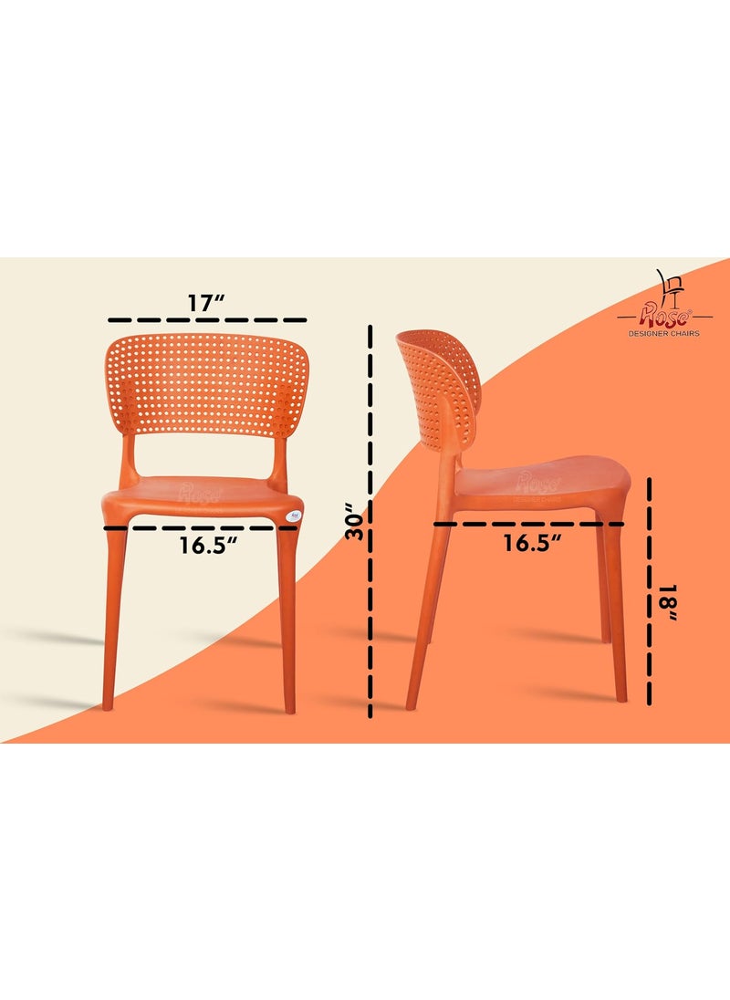 Rose ROSE Evaa Cafe Plastic Chairs Dining Chair Restaurant Chair with Backrest Cafe Restaurant Chair Outdoor Chair Banquet Chair Stacking Chair Orange Set of 2  - Image 2