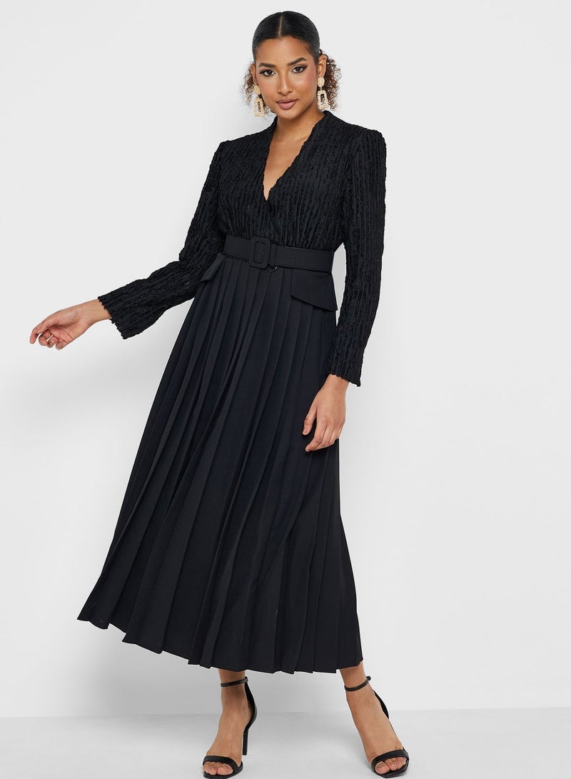 Montania Pleated Belted Dress  - Image 1