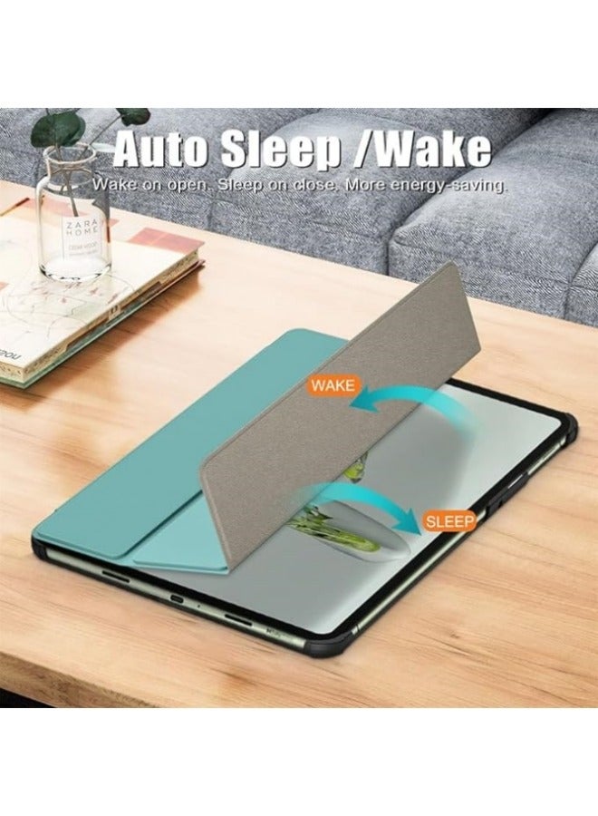 علبة متوافقة مع جهاز OnePlus Pad Go بحجم 11.35 بوصة، يحتوي على غطاء ثلاثي الطيات ذكي للوحة الرقيقة، وظهر من البولي كربونات الصلب، وحافظة رفيعة مع زوايا عرض متعددة. - Image 3