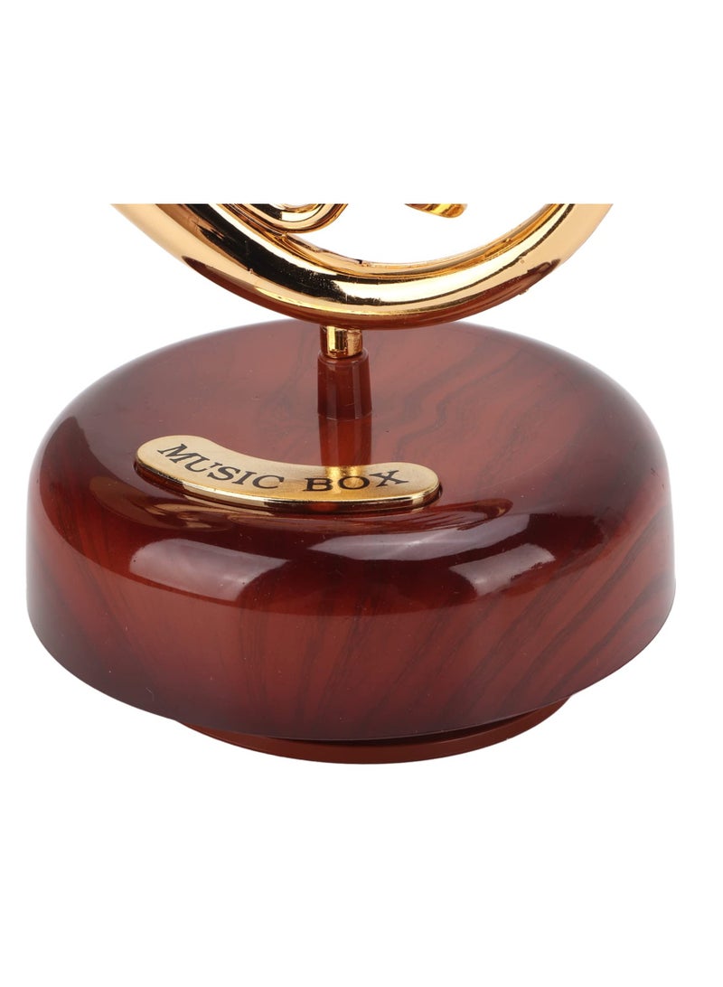 SYOSI Music Box, French Horn Music Box, Golden Mini Instrument Figurine Ornament, Home Office Ornament, Mini Vintage Musical Box, for House Miniature Musical Gift for Birthday Holiday Gift - Image 5