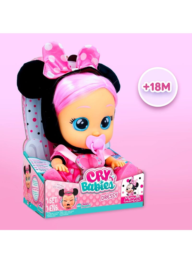 CRY BABIES - CRY BABIES Dressy Minnie | Interactive Doll that Cries real Tears with Hair to Style, Clothes to Wear and Accessories to Play - Image 1
