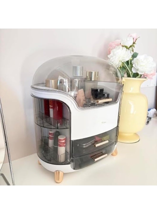 منظم مكياج – إكسسوارات فاخر 3 أدراج – تخزين مستحضرات التجميل والإكسسوارات بمساحة كبيرة، مقاوم للأتربة أنيق ومميز لغرف عصرية (R) - Image 2