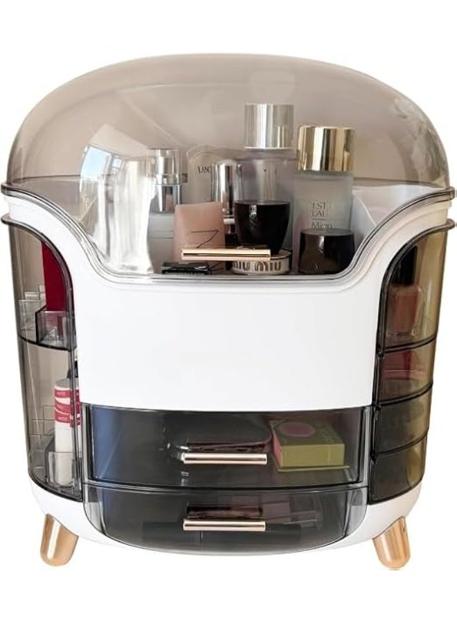 منظم مكياج – إكسسوارات فاخر 3 أدراج – تخزين مستحضرات التجميل والإكسسوارات بمساحة كبيرة، مقاوم للأتربة أنيق ومميز لغرف عصرية (R) - Image 3