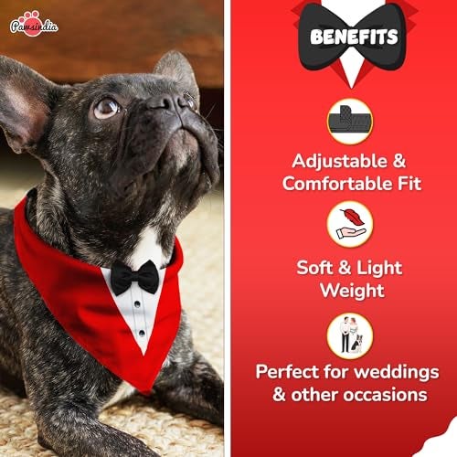 Pawsindia Tuxedo Bandana for Dogs, Crafted from Premium Fabric to Ensuring Proper Air Circulation and Adding a Touch of Trendy Style (Large, Red) - Image 5