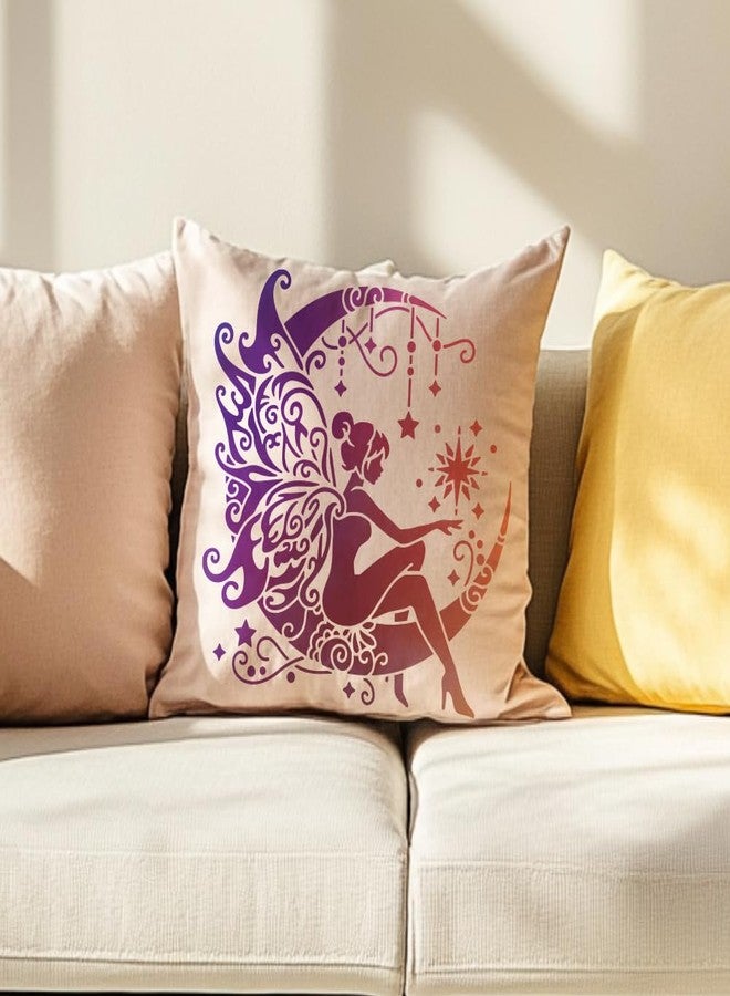 MAYJOYDIY Moon Fairy Stencil Mandala Moon Stencils with Paint Brush 11.8×11.8inch Fantasy Starry Night Reusable Drawing Templates for Craft on Window Wood Wall Home Decoration - Image 5